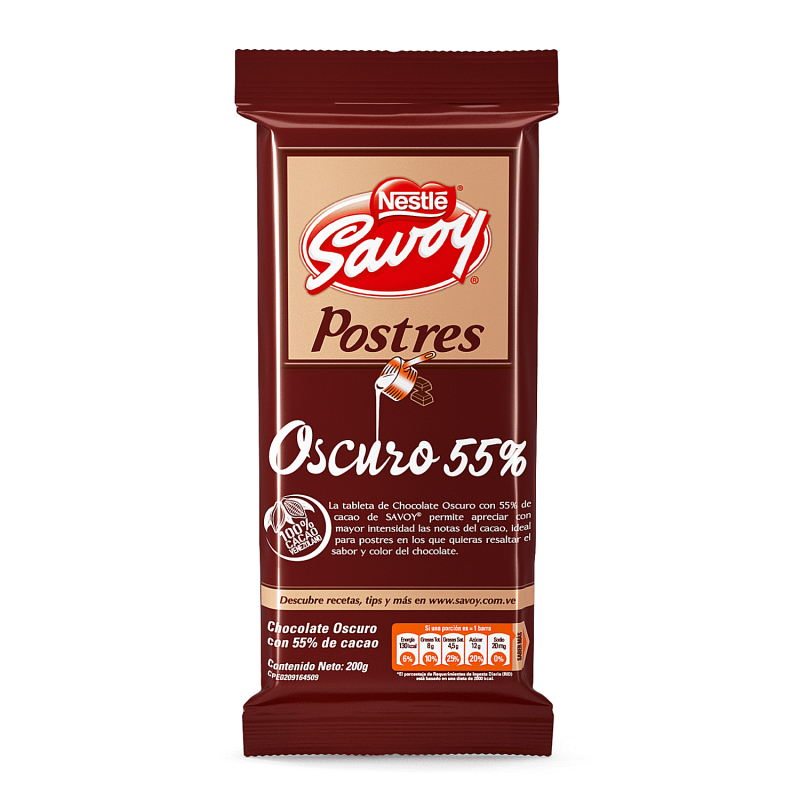 CHOCOLATE SAVOY POSTRE 55% DE CACAO 200GR