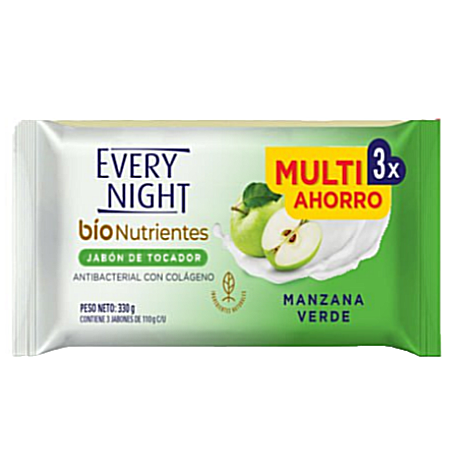 JABON EVERY NIGHT MANZANA VERDE 3PACK X 110GR