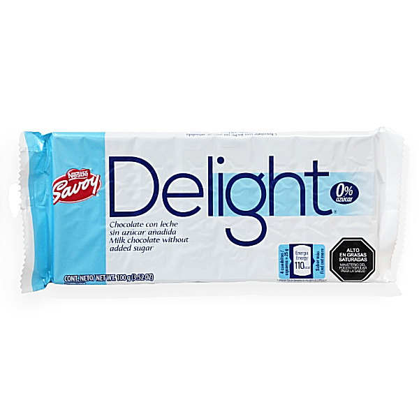 CHOCOLATE CON LECHE SAVOY DELIGHT 0% AZUCAR 100GR