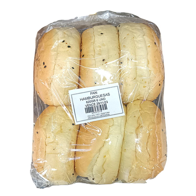 PAN DE HAMBURGUESA 6UND 620GR