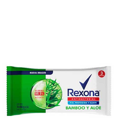JABON REXONA ANTIBACTERIAL BAMBOO Y ALOE 3PACK X 110GR