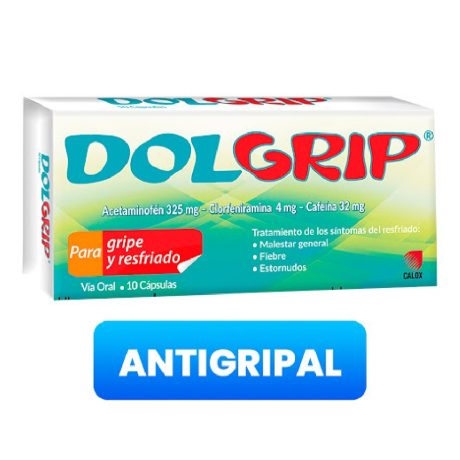 DOL GRIP ACETAMINOFEN+CAFEINA+CLORFENIRAMINA 10 TABLETAS